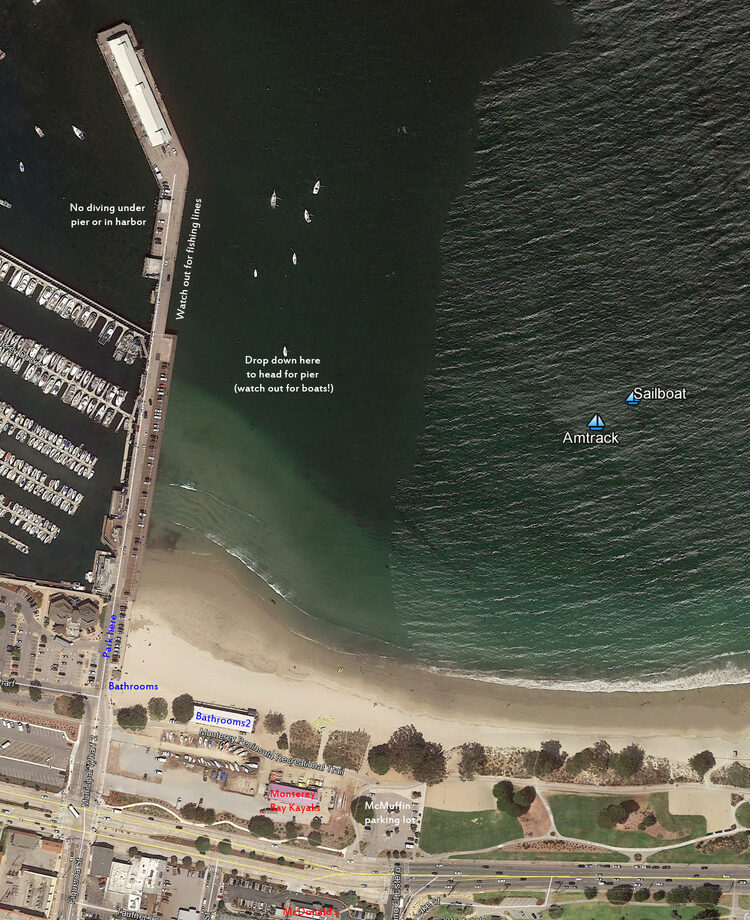 Annotated map of Monterey State Beach