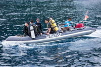 Divers in a rigid inflatable boat